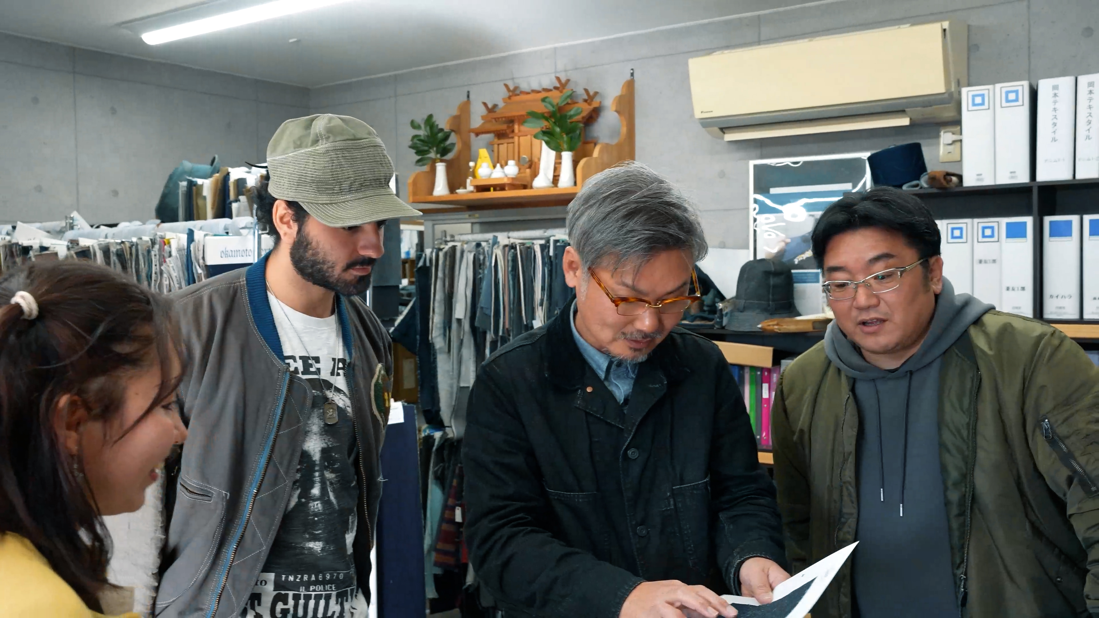 With Canek and Moriya at Okamoto Textile - Okayama, Japan